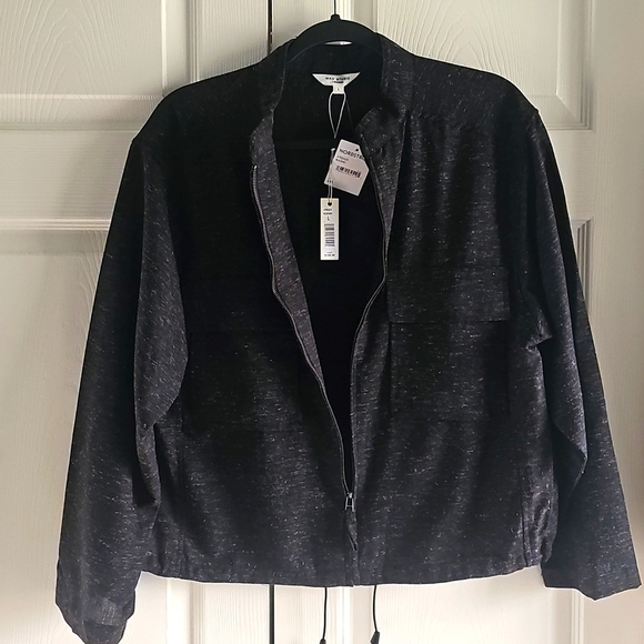 NWT Max Studio Space Dye Light Drawstring Crop Utility Jacket Black Large - Picture 7 of 15